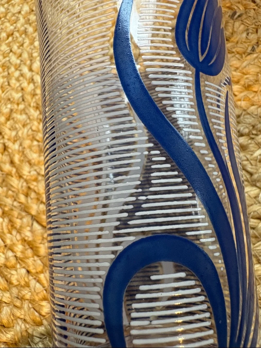 (6) Vintage MCM Blue and White Tulip Glasses - 8 oz.